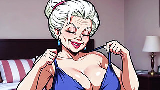 Ai Old Women in Bedroom Teasing and Flashing Tits