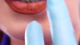 Asmr Video- Hot Sounding - Blue Nitrile Gloves Fetish Close up Video
