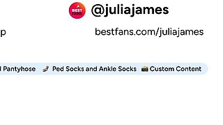 Nylon Footjob in leopard nylon socks