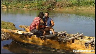 Angel Dark Lets a Couple Guys She Just Met Give Her an Outdoor DP - Private Porn Sex Videos