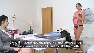 I turn a shy babe into my private screw dildo during a audition - lady agent