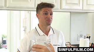 Brunette teen with petite tits Alex Coal kitchen fuck