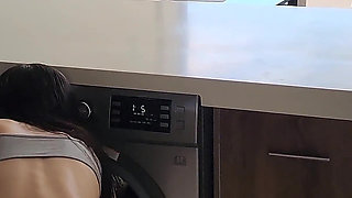 His Stepsister Needs Help with the Washing Machine, He Helps Her Undress and Fucks Her Tight Jeans