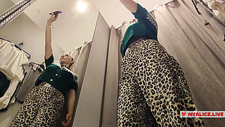 See-Through Seduction: Blonde with Big Boobs Tries on Transparent Outfits in Fitting Room, No Panties