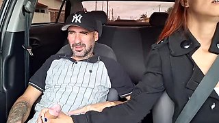 Skinny Redhead Brazilian Taxi Driver Catches Client Jerking Off in Backseat - Amateur Car Masturbation & Public Nude