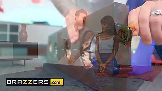 Small black Ana Foxxx foot massages a Big Cock - brazzers