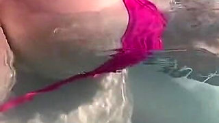 Artemisia Love Sexy and Horny Underwater Showing Her Big Tits in a Super Micro Bikini and You Can See Her Aureolas…
