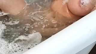 Glamour babe with big boobs masturbates in lingerie