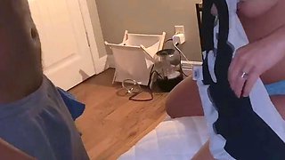 Busty brunette slut enjoys extreme amateur pov blowjob