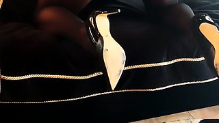 Blonde amateur babe strips and masturbates