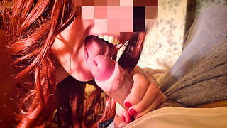 Hotwife Pays Debt with Blowjob to Husband's Friend on Sofa