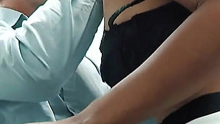 Sexy Ebony Babe Sade Rose Is a Hot Secretary Who Fucks Her Boss and Gets Her Pussy Covered in Cum