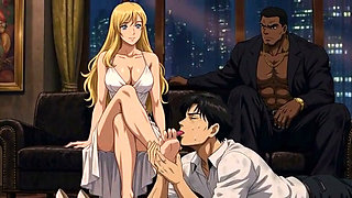 Interracial Kissing and Submissive Cuckold Anime (AI Arts)