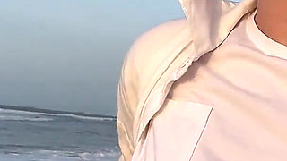 Blonde Amateur with Big Tits Is Walking Without a Bra