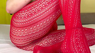 Red Pantyhose Showing