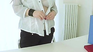 Preggo Secretary Fingering on Office Taple