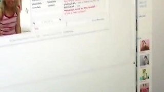 Hot blonde teen gets fucked in the office