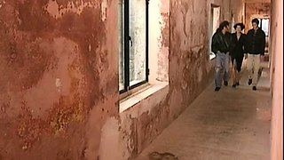 Old man and hot brunette bathroom hardcore