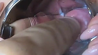 Crazywifeslut Penetrate Her Cervix Womb with Dildo on Sex Machine