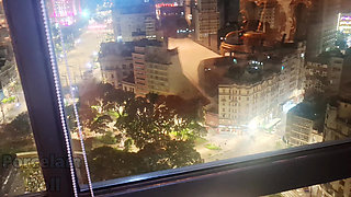 Redhead Sees Man Masturbating at the Window and Decides to Help Him