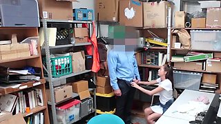 Cute youthfull nymph gets poked by security guard