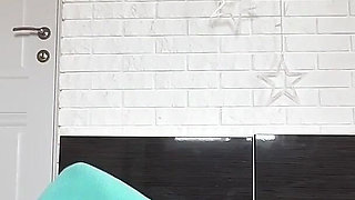 Watch My Ass Bounce at Home in Tight Blue Leggings
