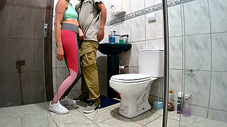 Mistress Getting Intimate in the Bathroom After a Workout.