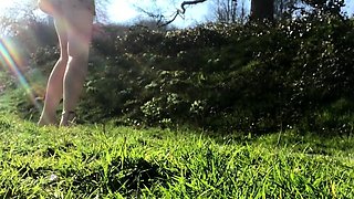 Blonde Amateur Takes Facial Outdoors In Public