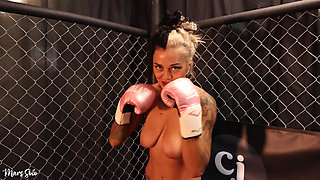 First Time Ever Topless Boxing Mars Solo & Goddess Andi Go Head to Head for the First Time Ever Wearing Just Their Panties & Bo