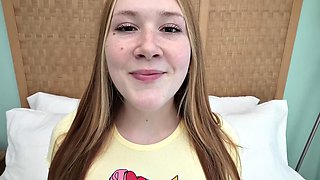 Big-Tits Redhead Teen Freckles and Red Pubic Hair BJ