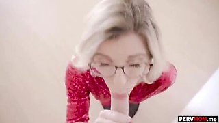 Stepmom Cory Chase Swallows Cum After Hot Christmas Blowjob