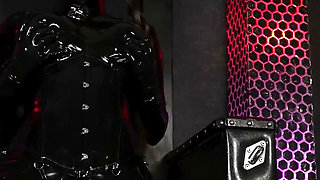 Horny Rubber Doll Playing with Herself and Using Sub as Face Dildo