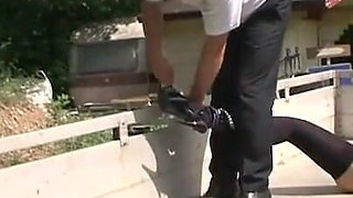 Dominating fingering with masked girl