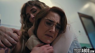 Heavy-breasted bi mommy convinces GF for threesome orgy