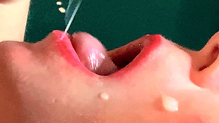 Foreskin: She Gags From Huge Amounts of Sperm, Going Down Her Throat Closeup
