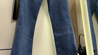 Trying on Tight Jeans in Fitting Room - Want to Be My Secret Peeker?
