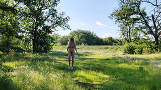 The tender female slave takes off her panties on the highway.