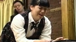 Teen in Schoolgirl Uniform Spanking Older Man