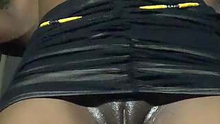 Hot Sexy Dance Ebony Teen Teasing with oily wet Pussy shows  in mini skirt