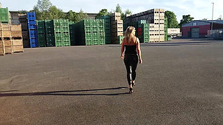 Granny Walking Outside in Black Leggins