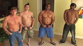 Hot blonde gets two monster cocks in her holes after sucking them