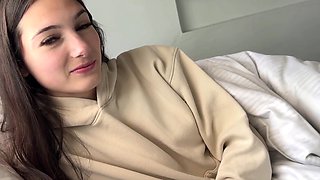 Skinny stepsis skipped school to taste his cock and get fucked POV