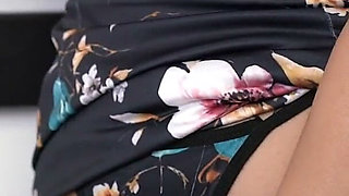 Two Busty MILF Lesbians Share Gloryhole BBC While Petite Asian Masturbates