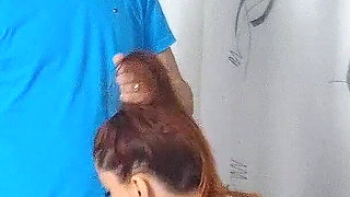 Secretary Shows off to Delivery Man!