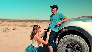 Outdoor hardcore fuck ride for big breasted hitchhiker