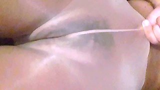 Pantyhose without thong, hairy pussy , big clit , cameltoe