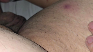 Stepmom hand slowly slip from stepson leg on his dick gave him a handjob