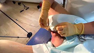 Dominatrix mistress April - clinical cock stitching