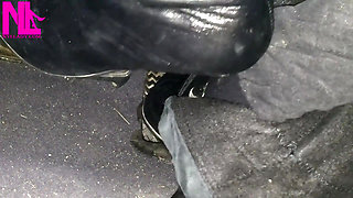 Pedal Pumping and Unzipping My Black Leather High Heeled Boots
