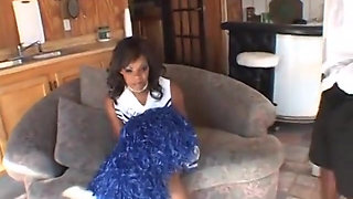 Black cheerleader taking big cock
